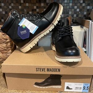 Steve Madden Black Combat Boots with Chunky Soles